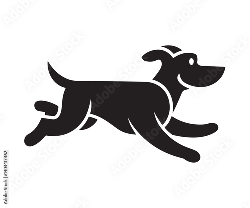 A running dog animal black isolated silhouette icon