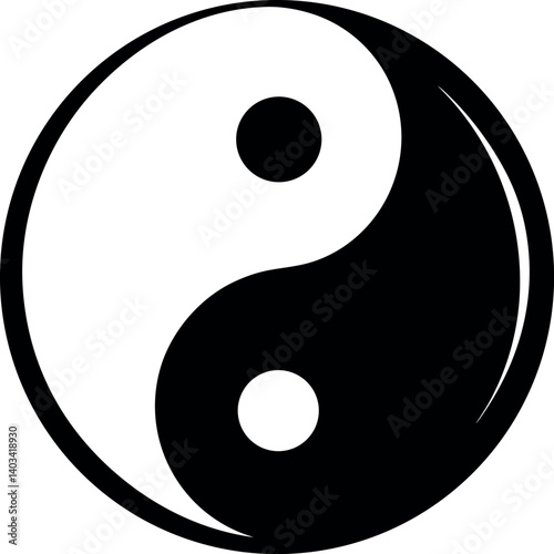 The ancient symbol of Yin and Yang representing balance and harmony vector silhouette line art Generative AI