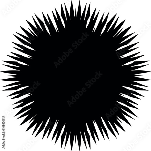 Abstract spiky black vector shape reminiscent of a sea urchin silhouette vector silhouette line art Generative AI
