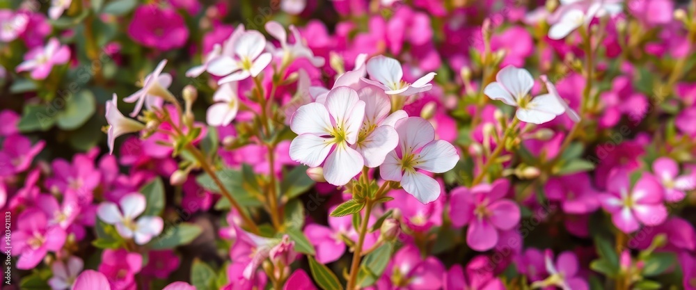 Fragrant white & pink Bacopa monnieri blossoms in a pink garden, aromatic, bloom, petals Fragrant white & pink Bacopa monnieri blossoms in a pink garden, aromatic, bloom, petals