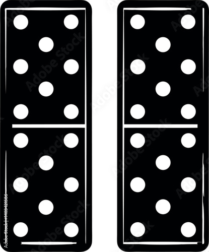A pair of dominoes showing double five in a black and white image vector silhouette line art Generative AI