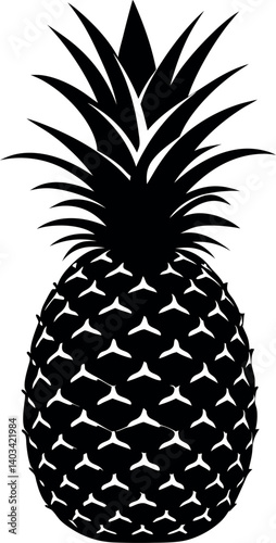 Monochrome Pineapple Silhouette with Sharp Fronds and Distinct Patterned Skin Detail vector silhouette line art Generative AI