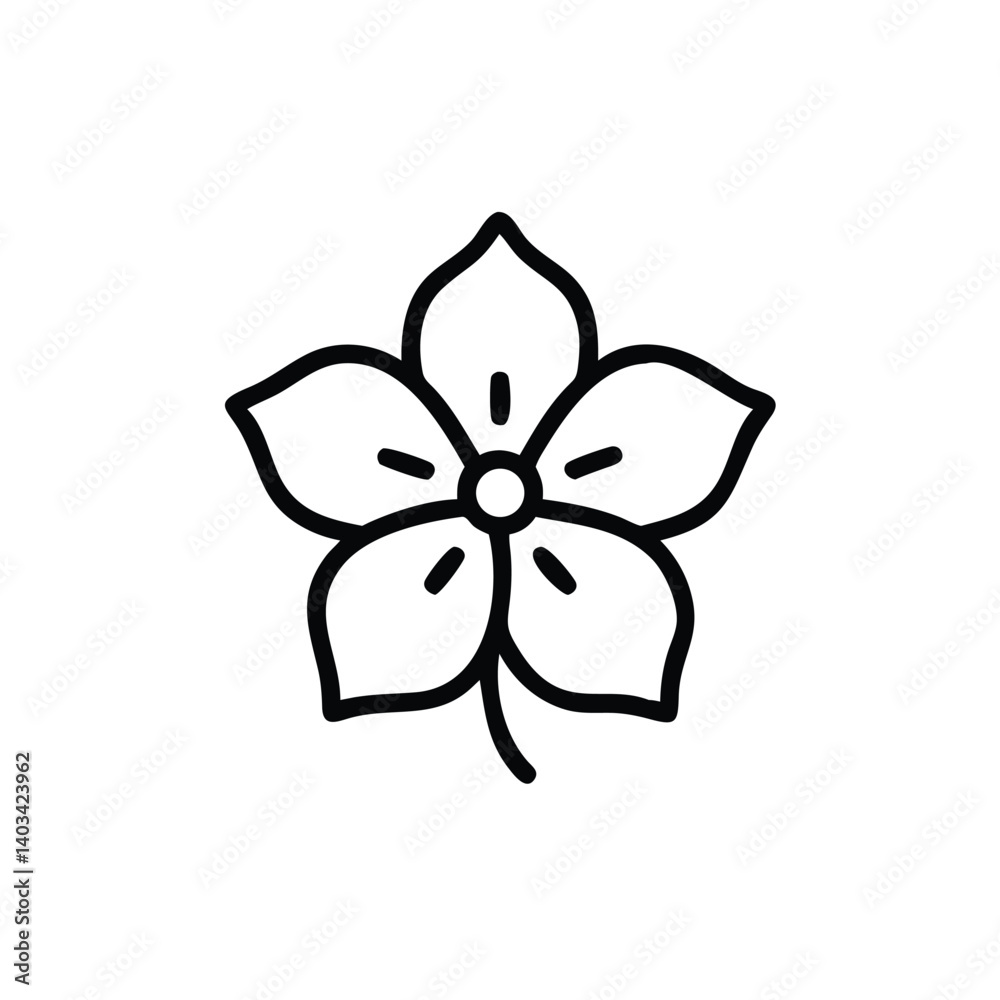 Simple Black Outline Flower Icon Botanical Vector Illustration Element Design Simple Black Outline Flower Icon Botanical Vector Illustration Element Design
