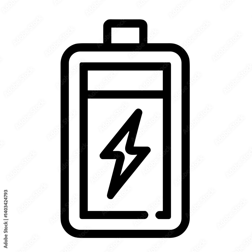 Stylized modern battery with thunder icon – concept of power charging and electric supply