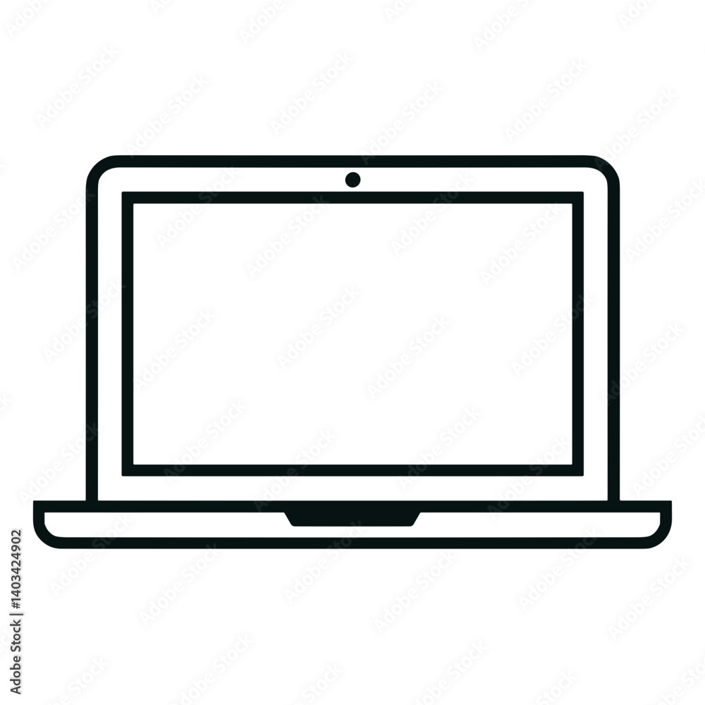 Minimal flat style laptop icon with clean contour for tech apps and digital workspace Minimal flat style laptop icon with clean contour for tech apps and digital workspace