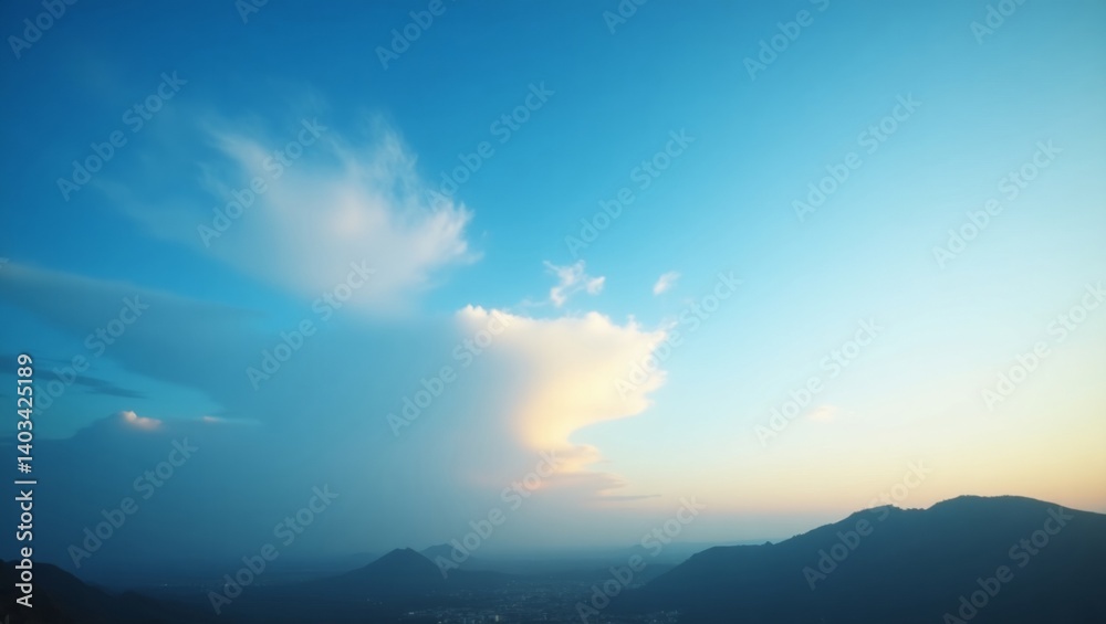 Majestic Mountain View at Sunset with Dramatic Cloudscape Majestic Mountain View at Sunset with Dramatic Cloudscape