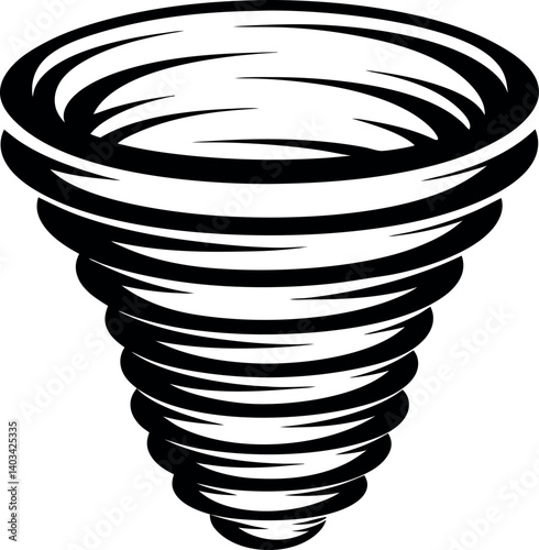 Black and white swirling vortex, a stylized illustration of natural power vector silhouette line art Generative AI