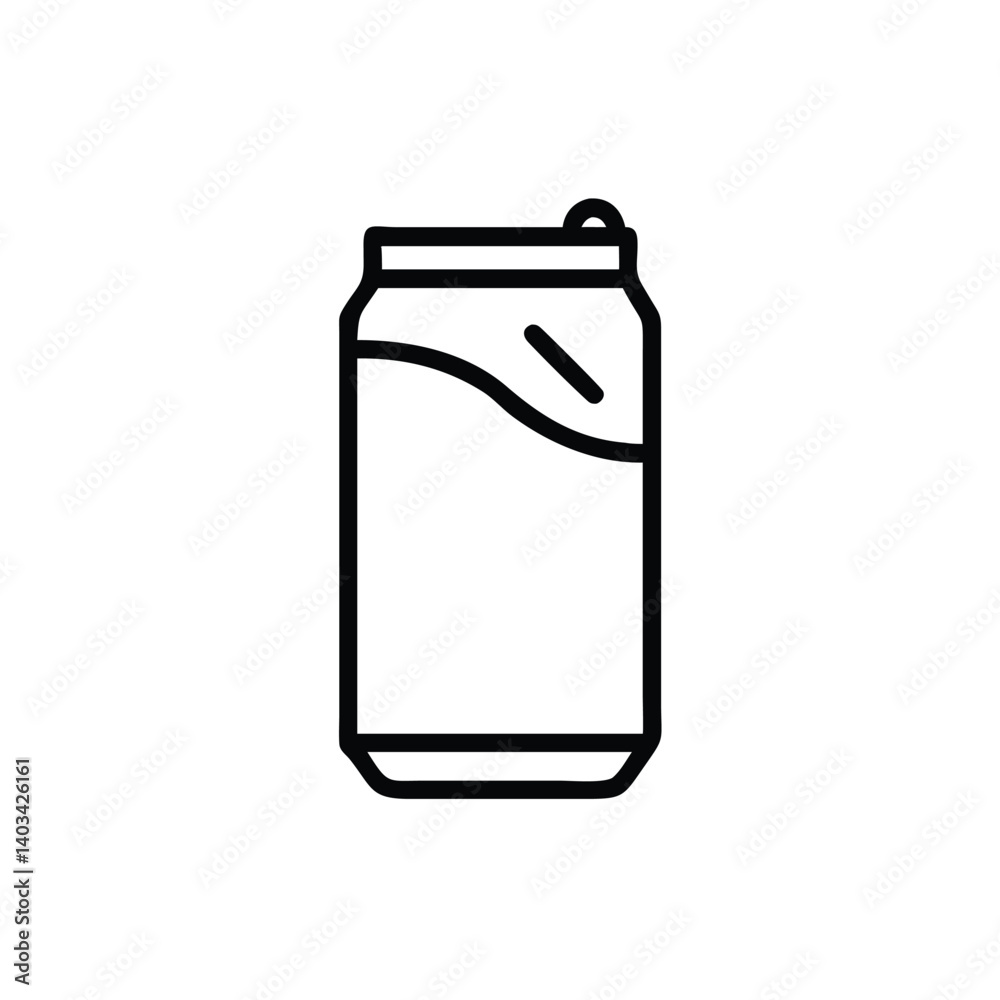 Soda Can Black Line Art Illustration Isolated On White Background Soda Can Black Line Art Illustration Isolated On White Background
