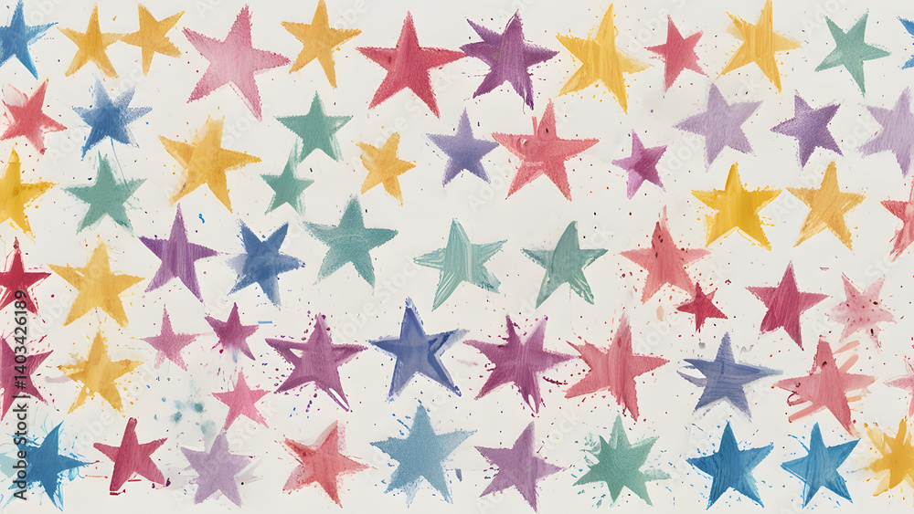 Set photo grunge hand drawn pattern stars, colorful scribble wax pastel, crayon isolated on white, clipping path Set photo grunge hand drawn pattern stars, colorful scribble wax pastel, crayon isolated on white, clipping path