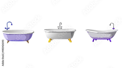 3d bathtub icon isolated on white background. Modern and trendy icon in 3d style. .