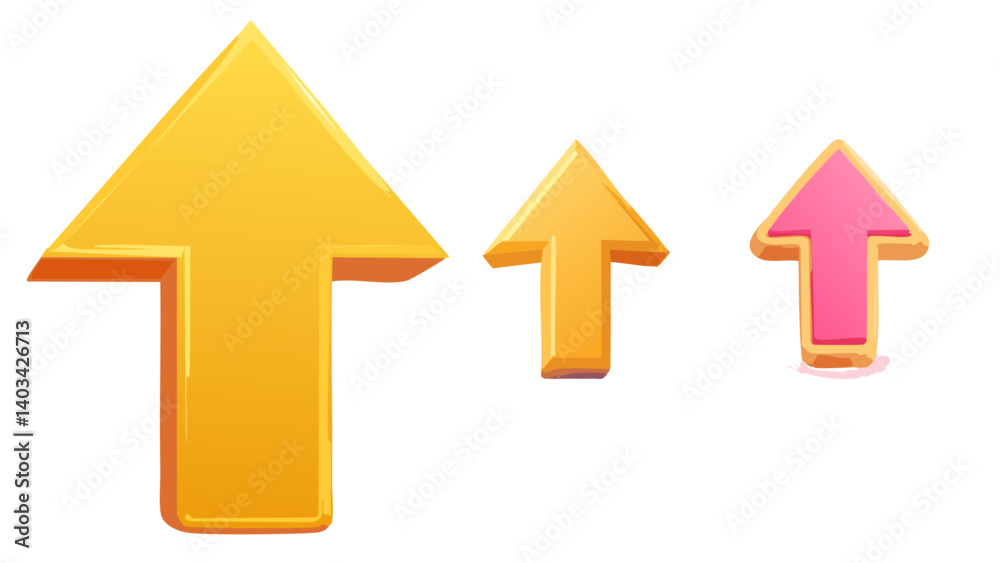 3d up arrow icon. Isolated on white background. 3d arrow, direction and arrows concept. Cartoon minimal style. 3d up arrow icon. Isolated on white background. 3d arrow, direction and arrows concept. Cartoon minimal style.