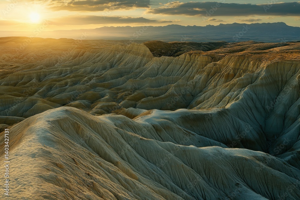 Fototapeta premium A Summer Dawn over the Dramatic Badlands of Crete Senesi Landscape