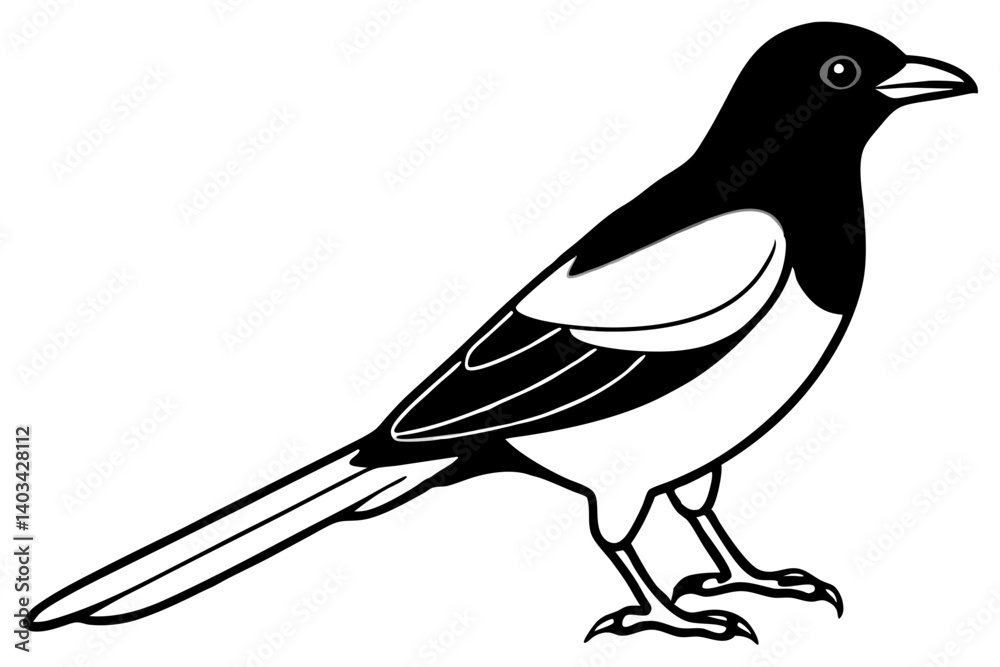 Obraz premium Magpie Outline Illustration