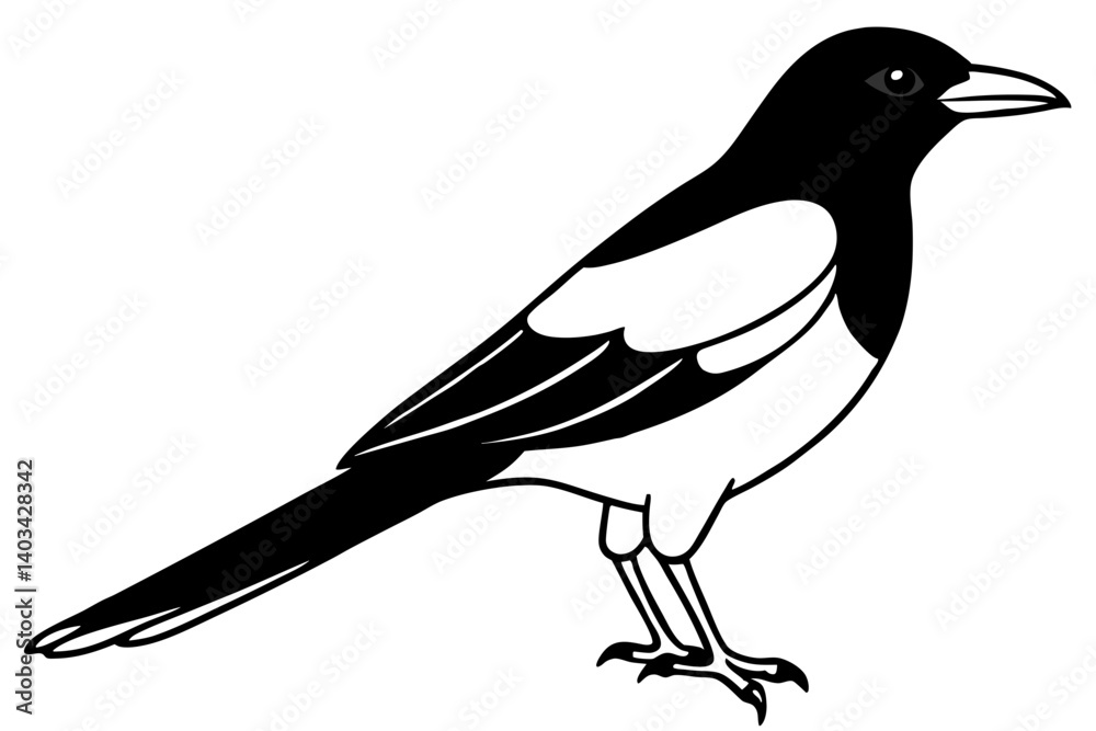 Obraz premium Magpie Outline Illustration