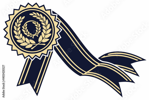 Award Winning Achievement  Elegant Gold and Navy Blue Ribbon Illustration