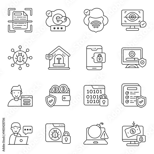Pack of Shield Line Icon 

