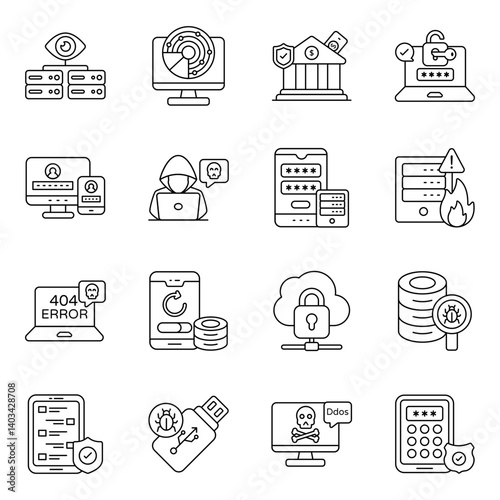 Pack of Security and Protection Line Icon 

