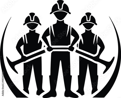 Firefighter Trio Silhouette | Heroic Emergency Responders Vector Art