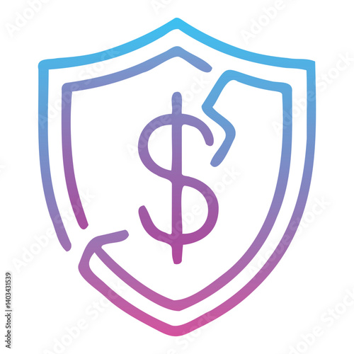 Gradient outline icon of a shield with a dollar sign and crack, symbolizing economic fragility, financial risk, and crisis protection. Ideal for finance, news, and conflict visuals Free Download Gradient outline icon of a shield with a dollar sign and crack, symbolizing economic fragility, financial risk, and crisis protection. Ideal for finance, news, and conflict visuals - GFXLoad
