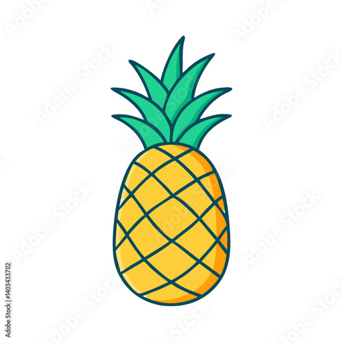 Isolated pineapple fruit illustration vector drawing tropical food summer exotic fresh sweet diet healthy pineapple