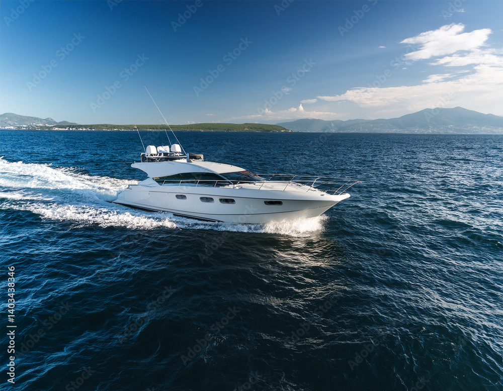 Fototapeta premium fast motor yacht in navigation