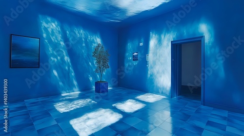 A bold graphic composition for vibrant design projects with dominant blue color and dramatic lighting