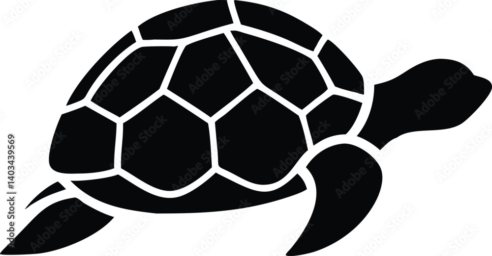 Obraz premium Minimalist Black Turtle Silhouette with Hexagonal Shell Design
