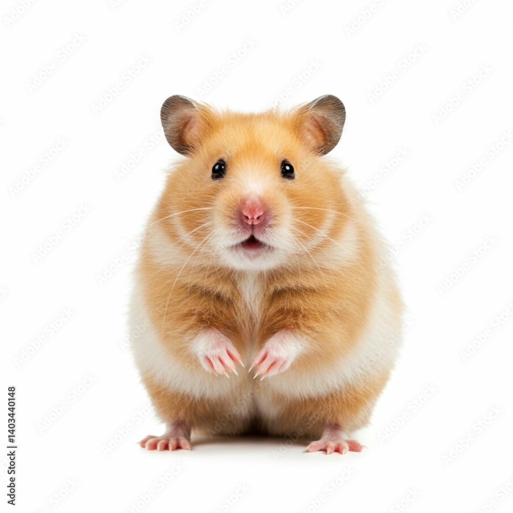 Sweet Hamster in Profile on White Surface Sweet Hamster in Profile on White Surface