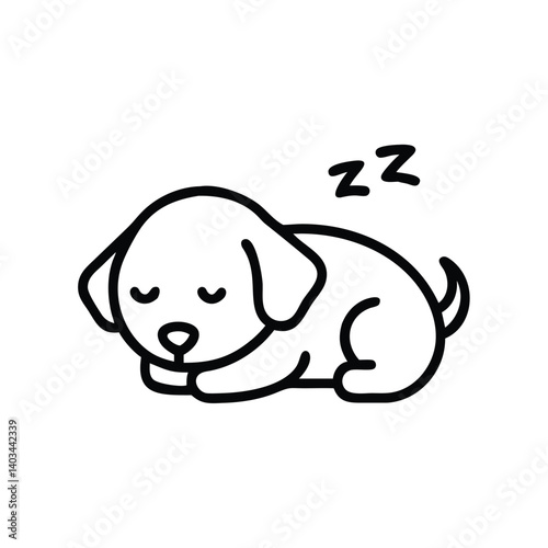 Minimalist Line Art Of A Cute Sleeping Puppy With Sleep Bubbles