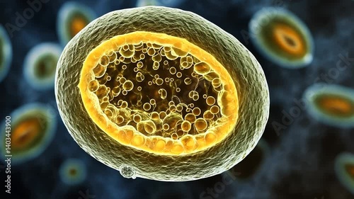 Microscopic View of Parasite Oocysts: Detailed Examination of Cellular Structures photo