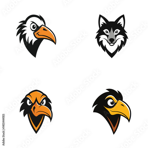 set of funny animals