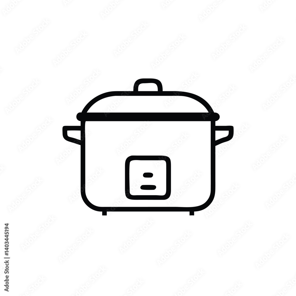 Rice Cooker Line Art Black And White Kitchen Appliance Illustration Rice Cooker Line Art Black And White Kitchen Appliance Illustration