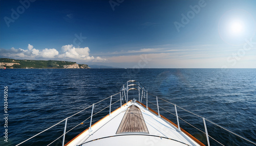 yacht prow view on board on the sea