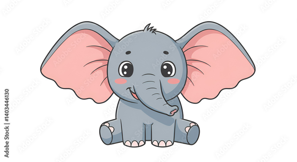 Fototapeta premium Cute baby elephant - image without background