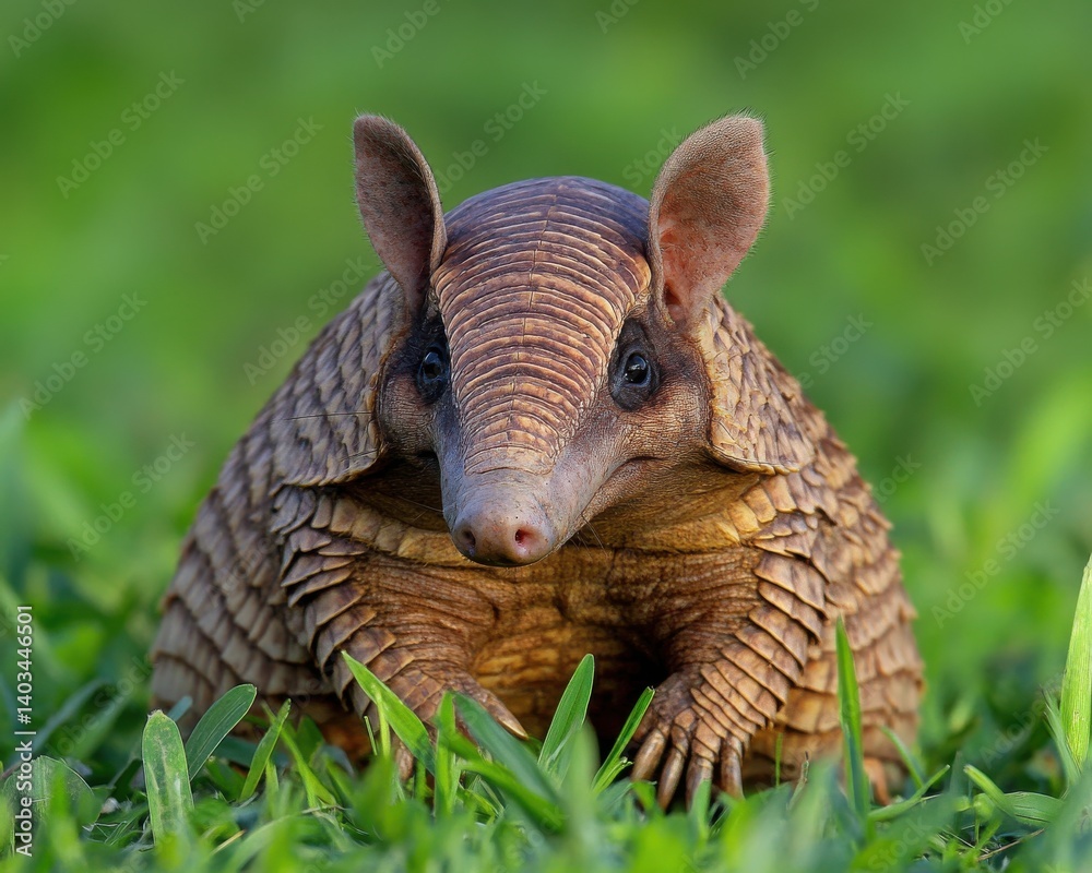 Curious Nine-Banded Armadillo in Grass: An Adorable Florida Mammal with Exposed Claws Curious Nine-Banded Armadillo in Grass: An Adorable Florida Mammal with Exposed Claws