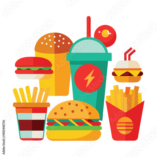 Fast Food Pizza Vector Art White Background
