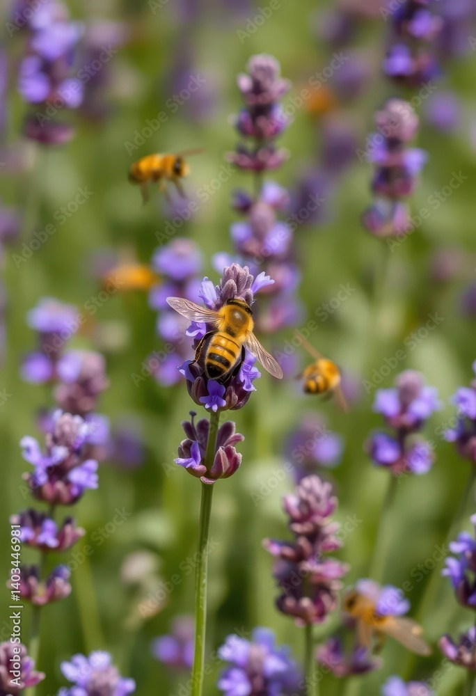 Golden bee swarm encircles vibrant purple lavender field, honey, swarm, photograph Golden bee swarm encircles vibrant purple lavender field, honey, swarm, photograph
