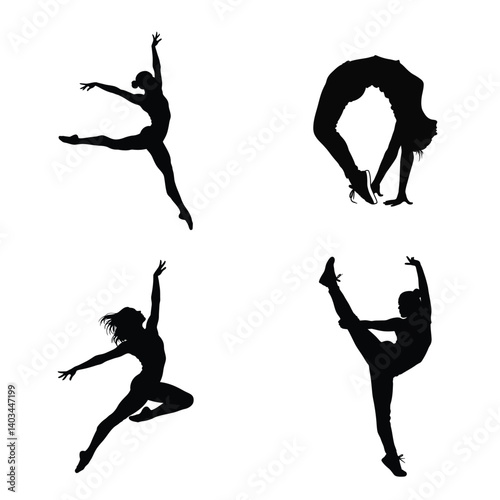 Silhouette Collection Dynamic Female Dance Poses, Ballet, Gymnastics, and Flexibility