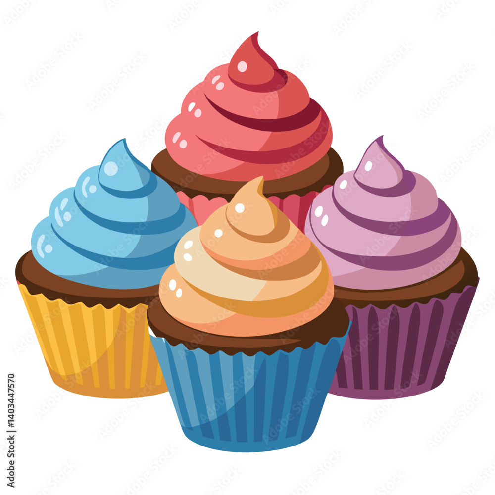 Cupcakes Vanilla Vector Art White Background Cupcakes Vanilla Vector Art White Background