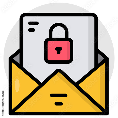 Conceptual flat design icon of secure mail 