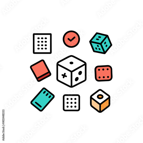 board game set of vector doodle icon on transparent background