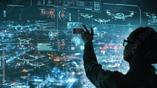 Drone Operation Management in Modern City: Monitoring and Control in Futuristic Interface