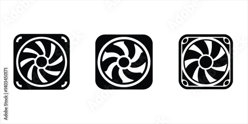 Exhaust fan vector set on white background. cooling fan silhouette icon.
