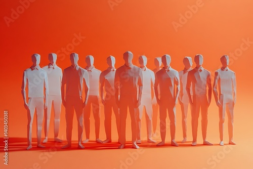 Group of Paper People Standing Together