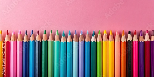 Surreal Pink Background Colorful Pencils Still Life Photography - Abstract Art Image