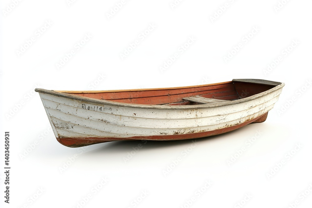 Old Rowboat on White Background Old Rowboat on White Background