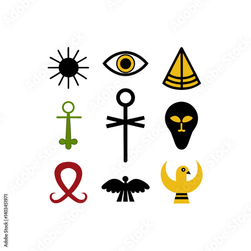  09 different egyptian vector doodle icon
