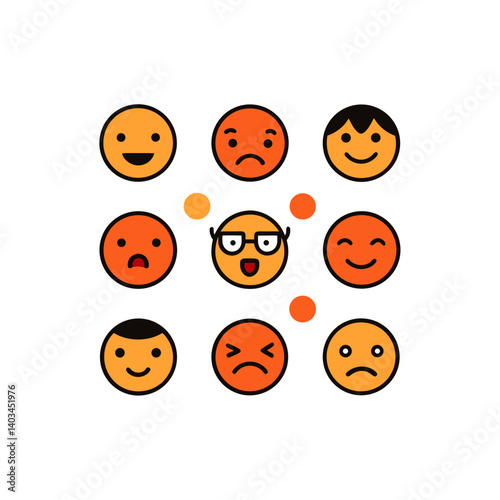  09 different emotions vector doodle icon