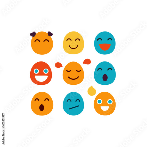  09 different emotions vector doodle icon