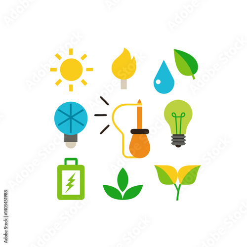  09 different energy vector doodle icon